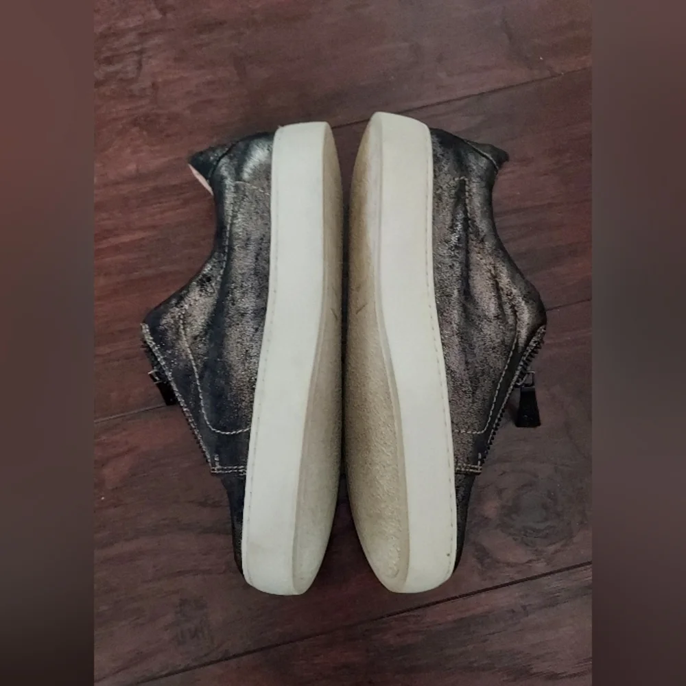 FRYE Leather Metallic Zip-UP Sneakers Sz-9